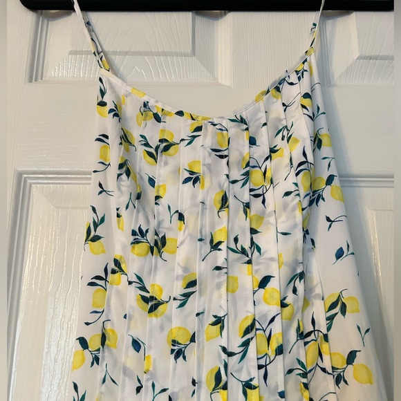 Banana Republic NWT White Lemon Print Midi Dress Size 10 Tall - Picture 6 of 11